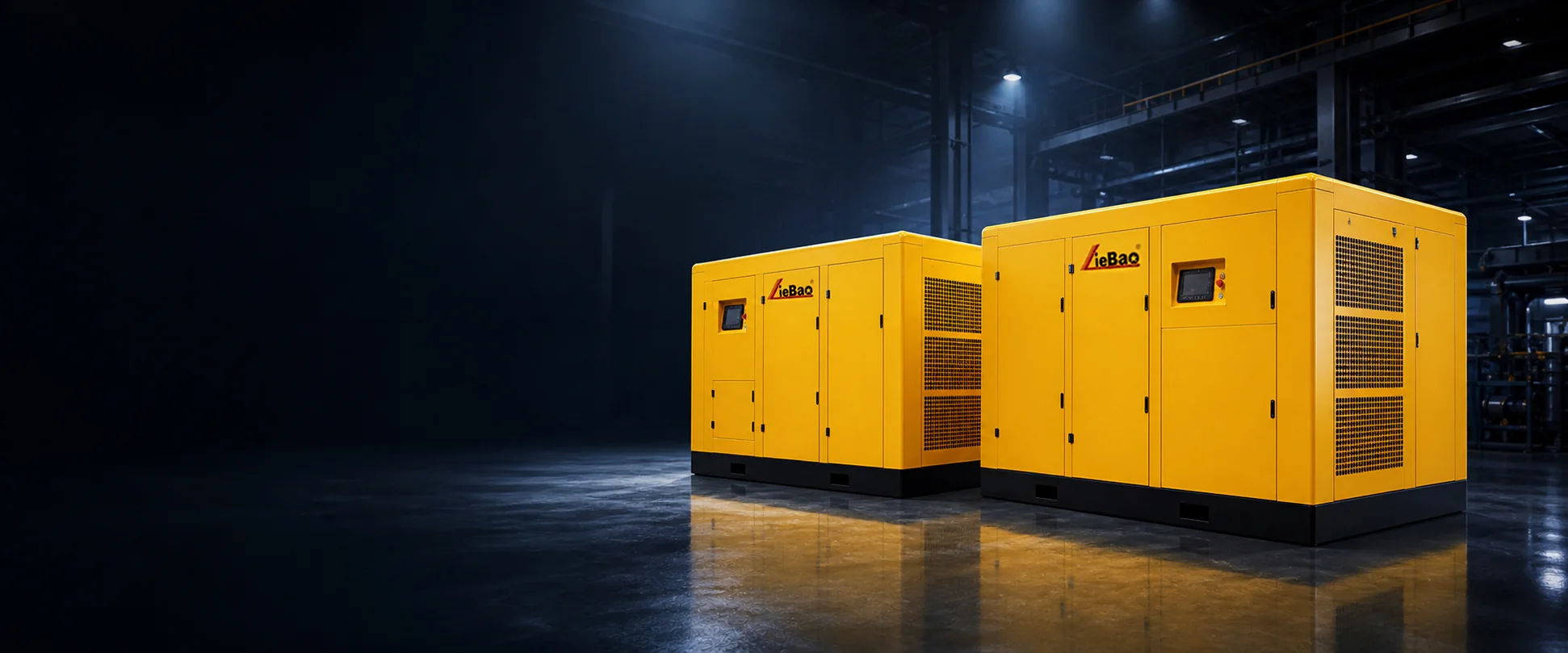 Two-stage industrial screw air compressors
